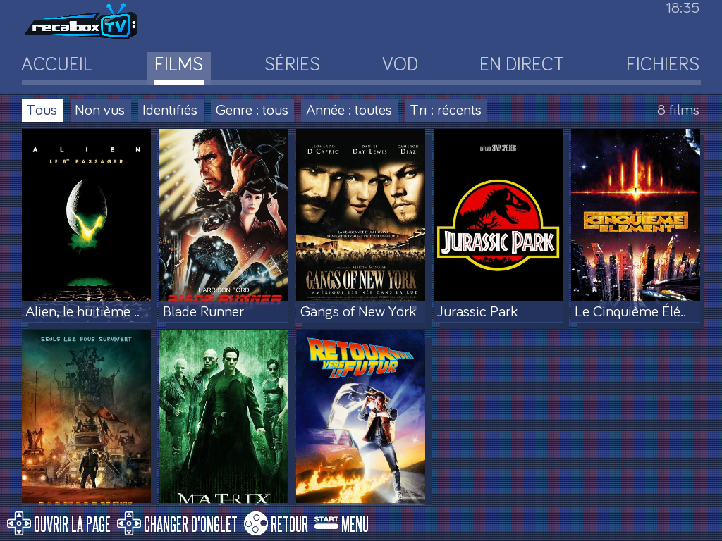The MOVIES tab