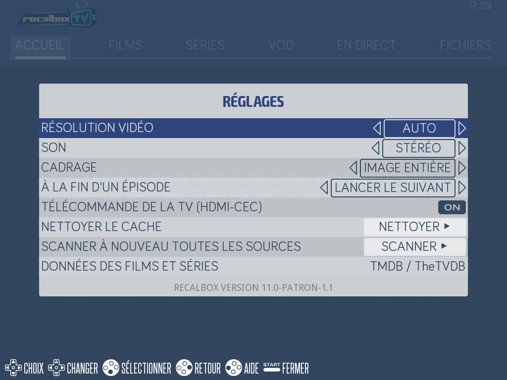 Recalbox TV settings