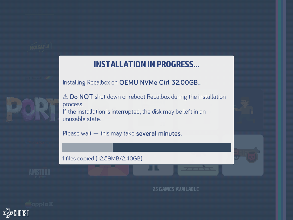Installation in progress with progress bar