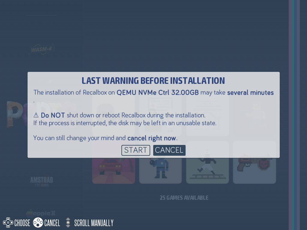 Last warning before installation