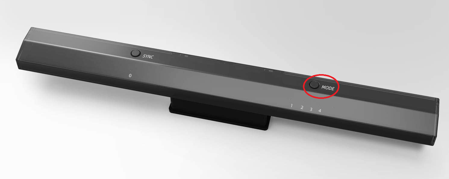 The MODE button of the DolphinBar, pressed until the LED faces number 2