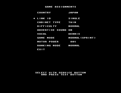 The GAME ASSIGNMENTS screen with LINK ID set to SINGLE
