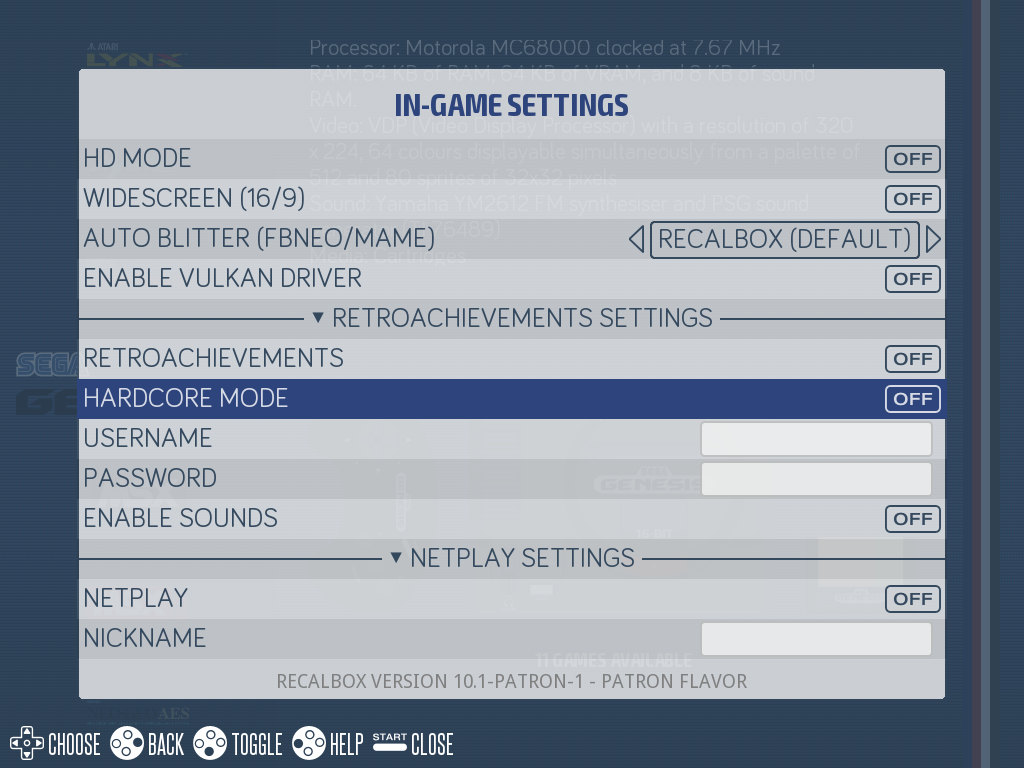 The NETPLAY SETTINGS section of IN-GAME SETTINGS