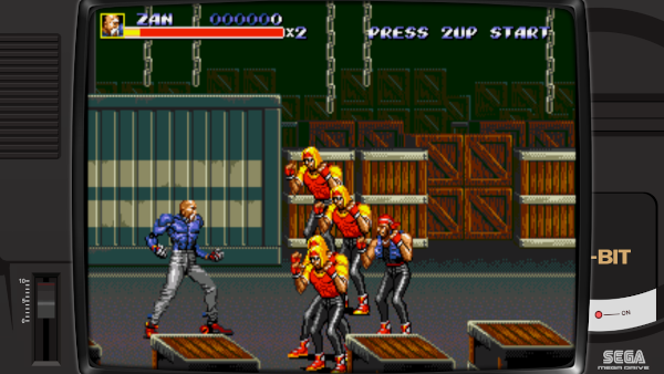 A Megadrive game framed by the Recalbox overlay on a widescreen display