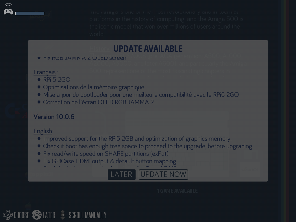The update popup with the release notes