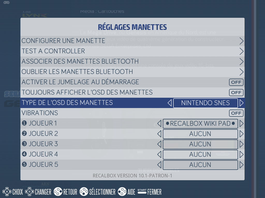 First use gamepad menu