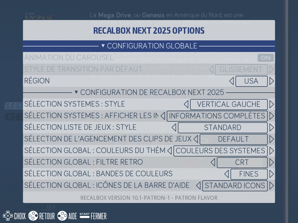 Gestionnaire de themes options