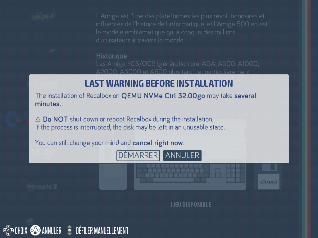 Dernier avertissement avant installation