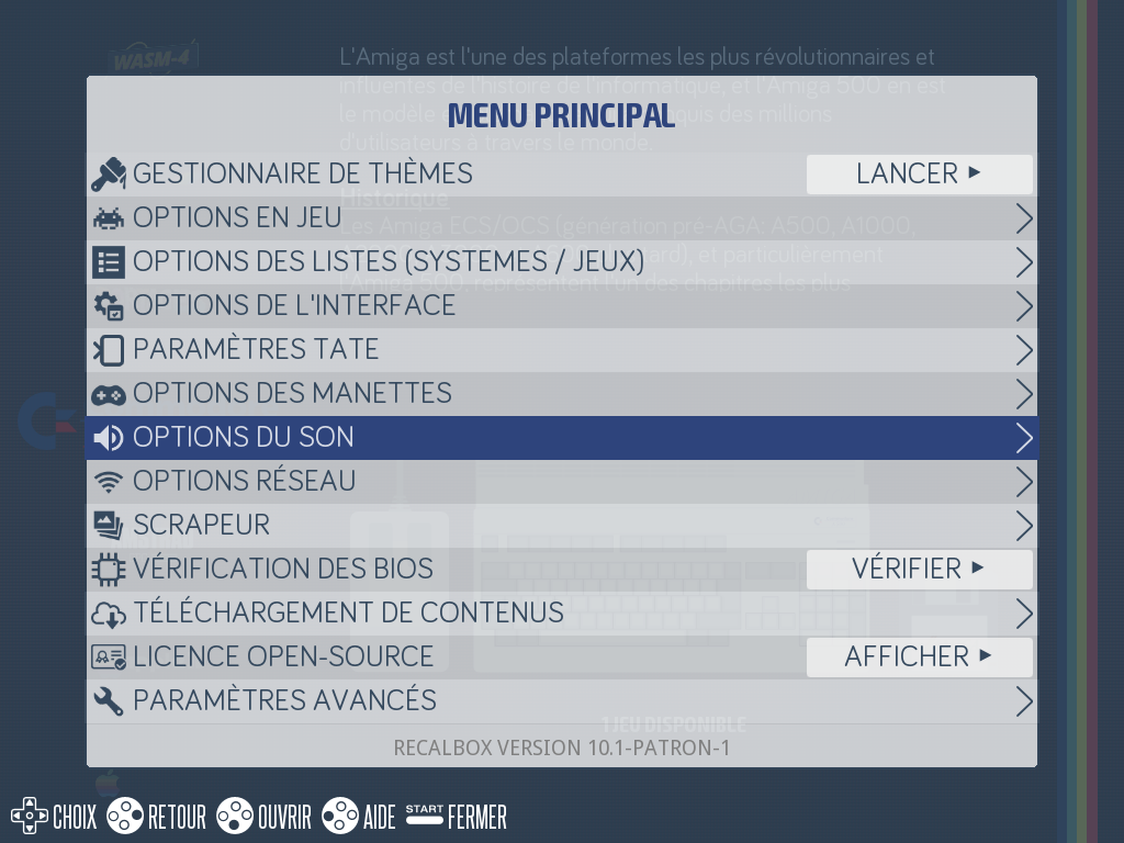 Menu principal (suite)