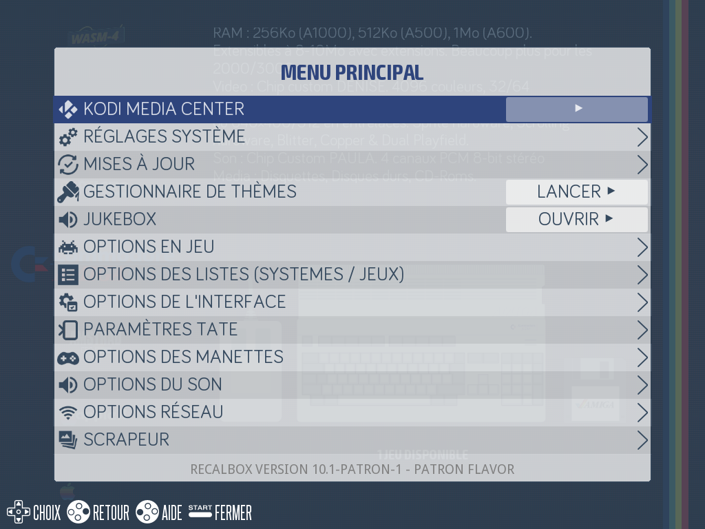 The JUKEBOX entry in the main menu, visible to patrons