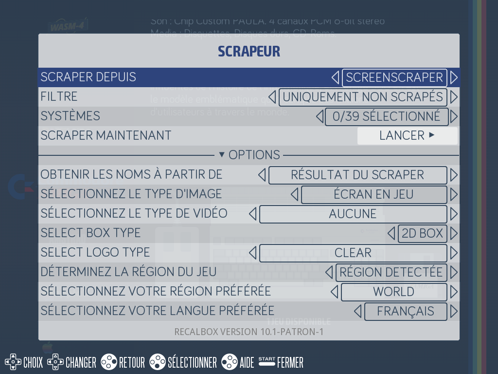 Le menu SCRAPEUR et ses options 10.1